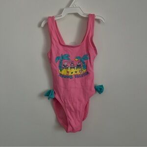 Vintage Playskool Vacation Neon Pink One Piece-Kids Girl Size 5/6